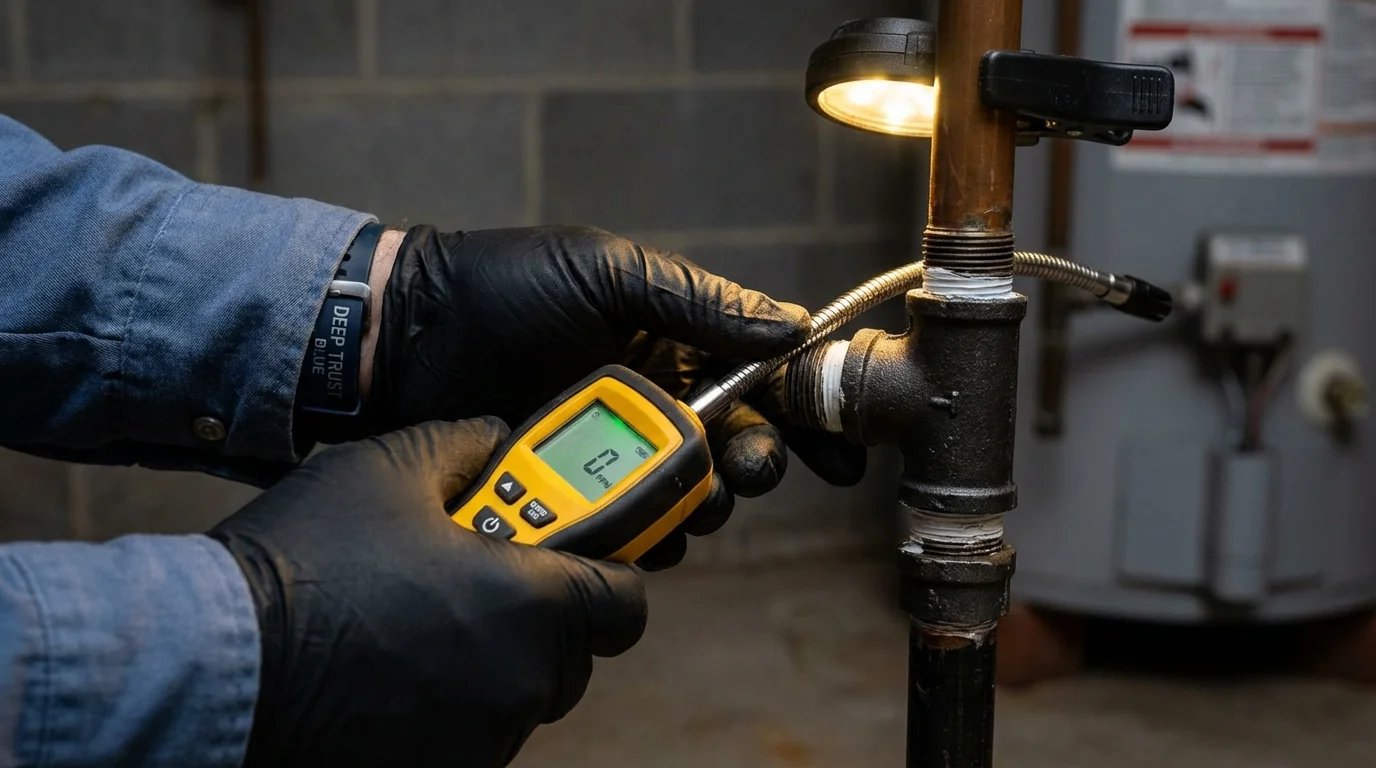 Gas leak detection with electronic sniffer by Johns Plumbing LLC in Folcroft