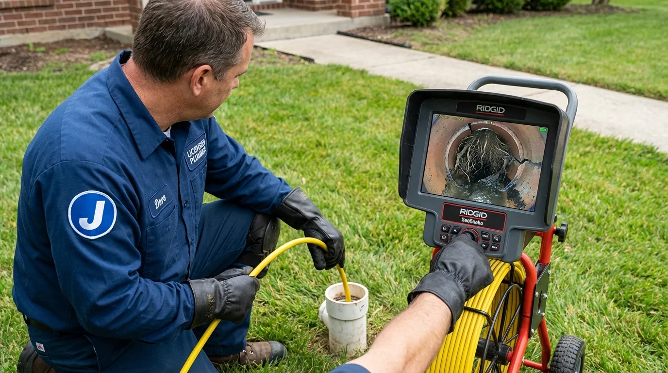 Sewer camera inspection being performed by Johns Plumbing LLC in Folcroft